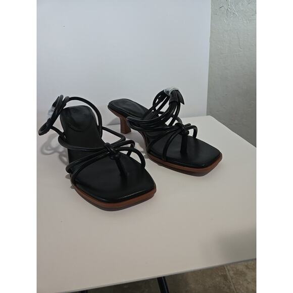 coutgo women's strappy heels sandals le strap kitten heels Summer Shoes Black - Picture 3 of 15